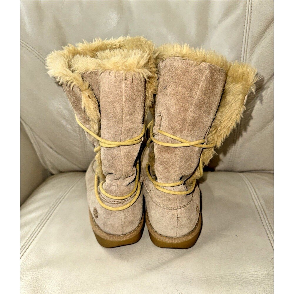 Earth Shoe Miami Boots Womens Suede Leather Lace Up Fur Lined Tan Size 9.5 - Picture 7 of 15